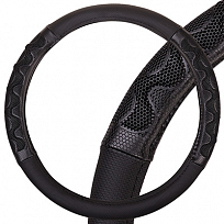 Оплетка SKYWAY Racer-2 M (370-390мм) Черная экокожа